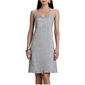Eileen Fisher Grey Metallic Twinkle Linen Slip Casual Dress Small Pockets